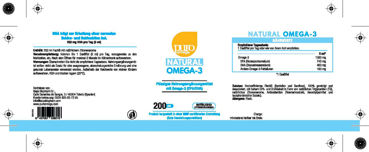 Flüssiges Omega-3 von Puro Omega – Hochwertige Quelle für EPA und DHA [200 ml]