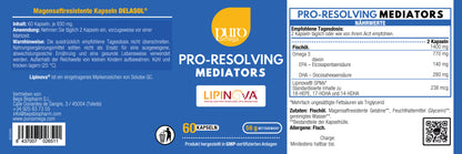 PRO RESOLVING MEDIATORS - 60 Kapseln. Konzentriertes Fischöl, reich an EPA, DHA und standardisierte Menge an SPM´s (18-HEPE, 17-HDHA und 14-HDHA)