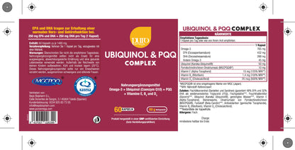 Puro Omega Ubiquinol Complex: Omega-3 mit Coenzym Q10, PQQ und Vitaminen E, B2 und D3 für optimierte Leistungsfähigkeit  [60 Kapseln]